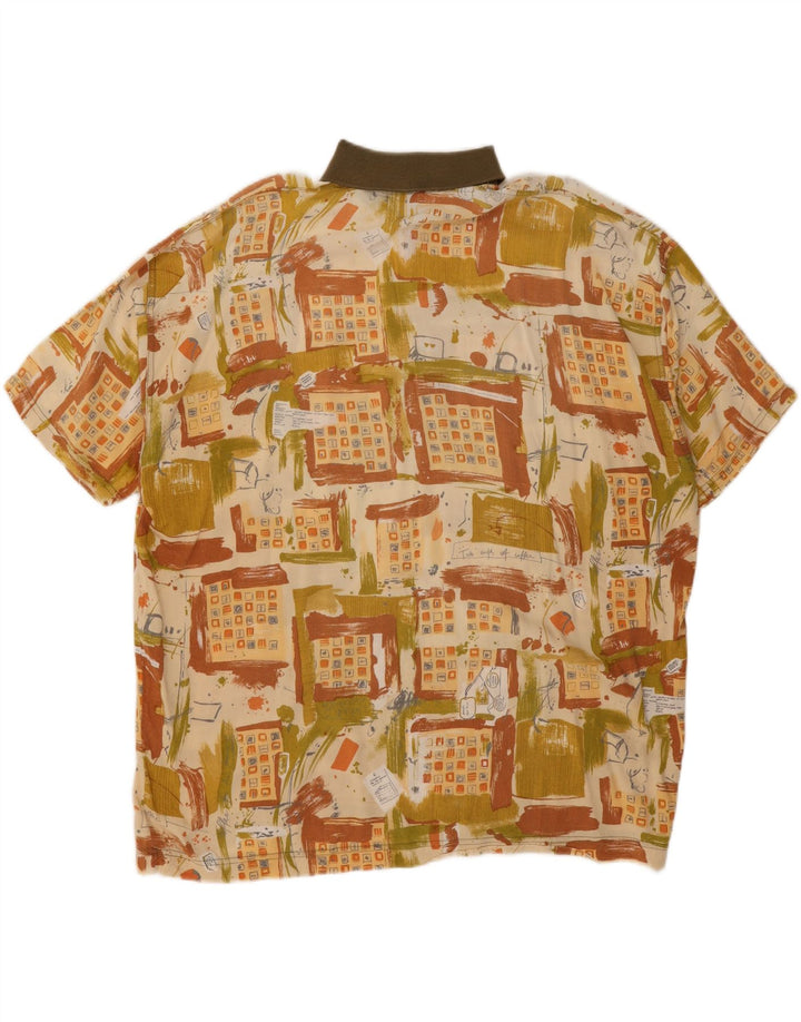 Vintage kortærmet herretrøje 2XL flerfarvet patchwork