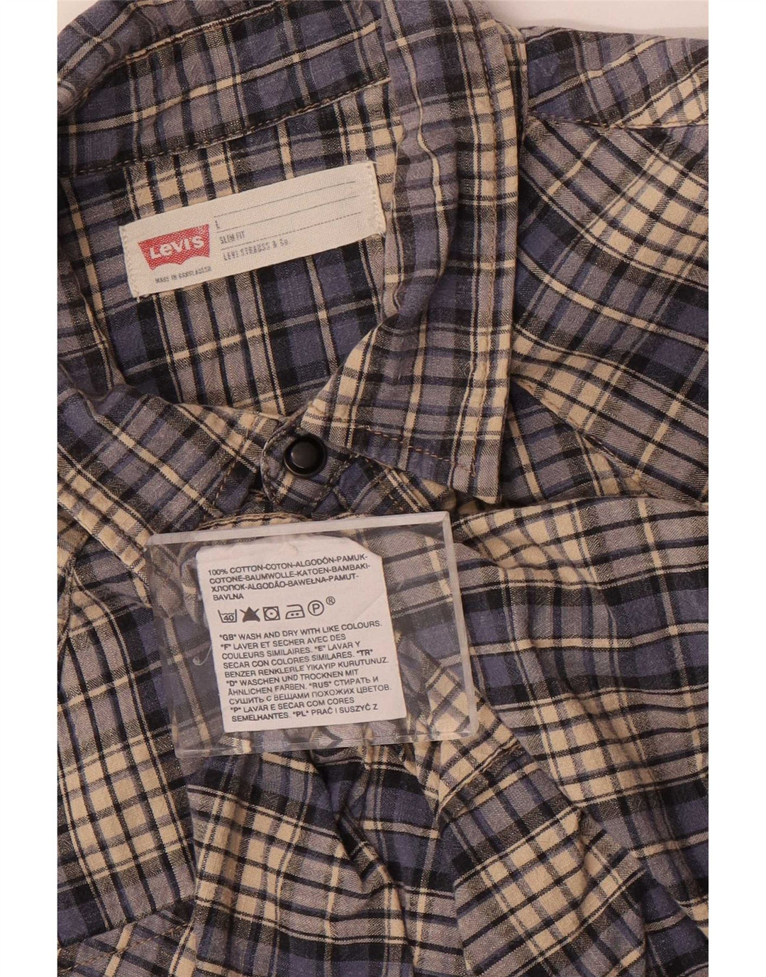 Levi's Slim Fit skjorte til mænd, stor blå ternet bomuld