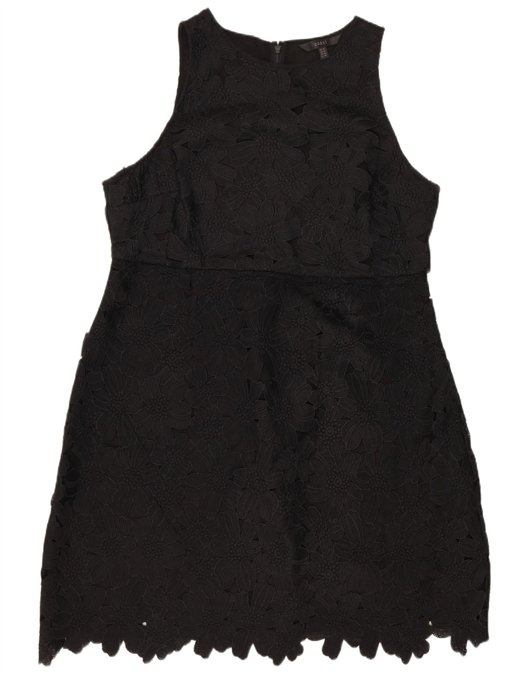 Coast Kvinders Ærmeløs Skede Kjole UK 18 XL Sort Floral Polyester