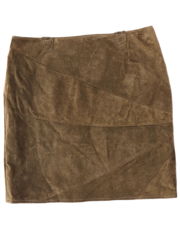 Vintage dame ruskind nederdel Medium W32 Khaki læder