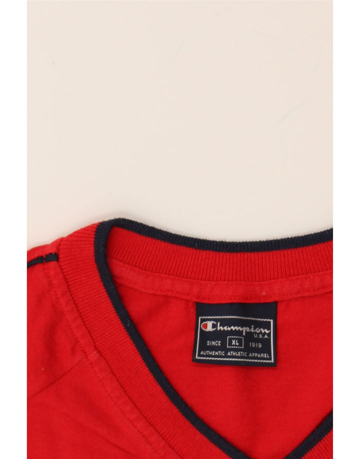 CHAMPION Mens T-Shirt Top XL Red Colourblock Cotton Vintage Champion and Second-Hand Champion from Messina Hembry 