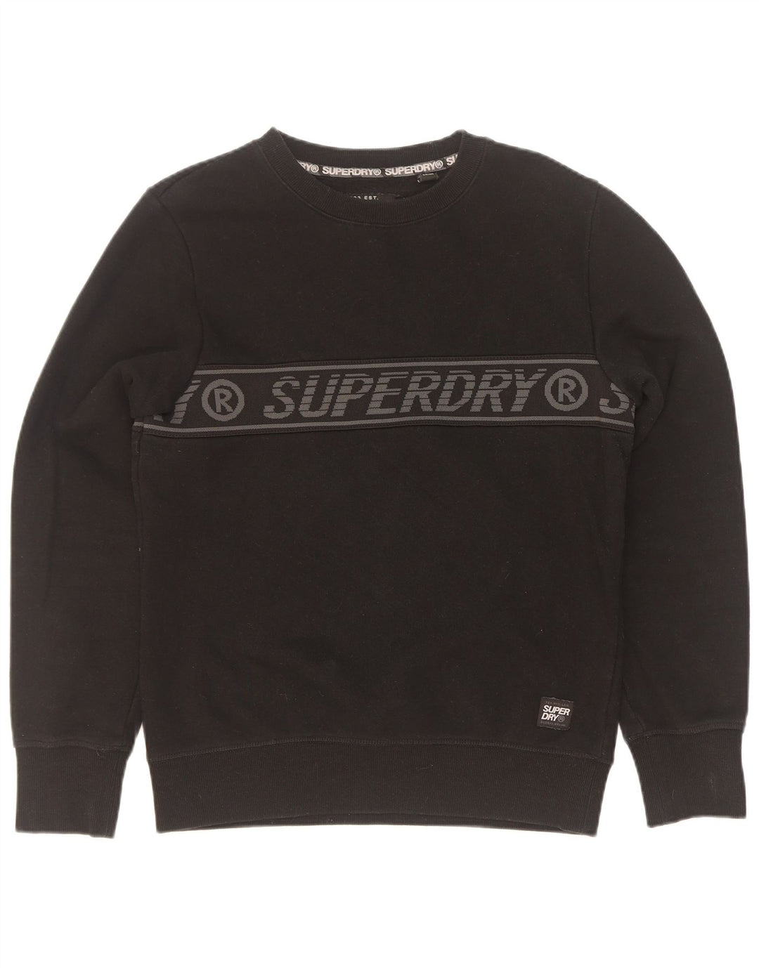 Superdry grafisk sweatshirt til mænd, lille sort bomuld
