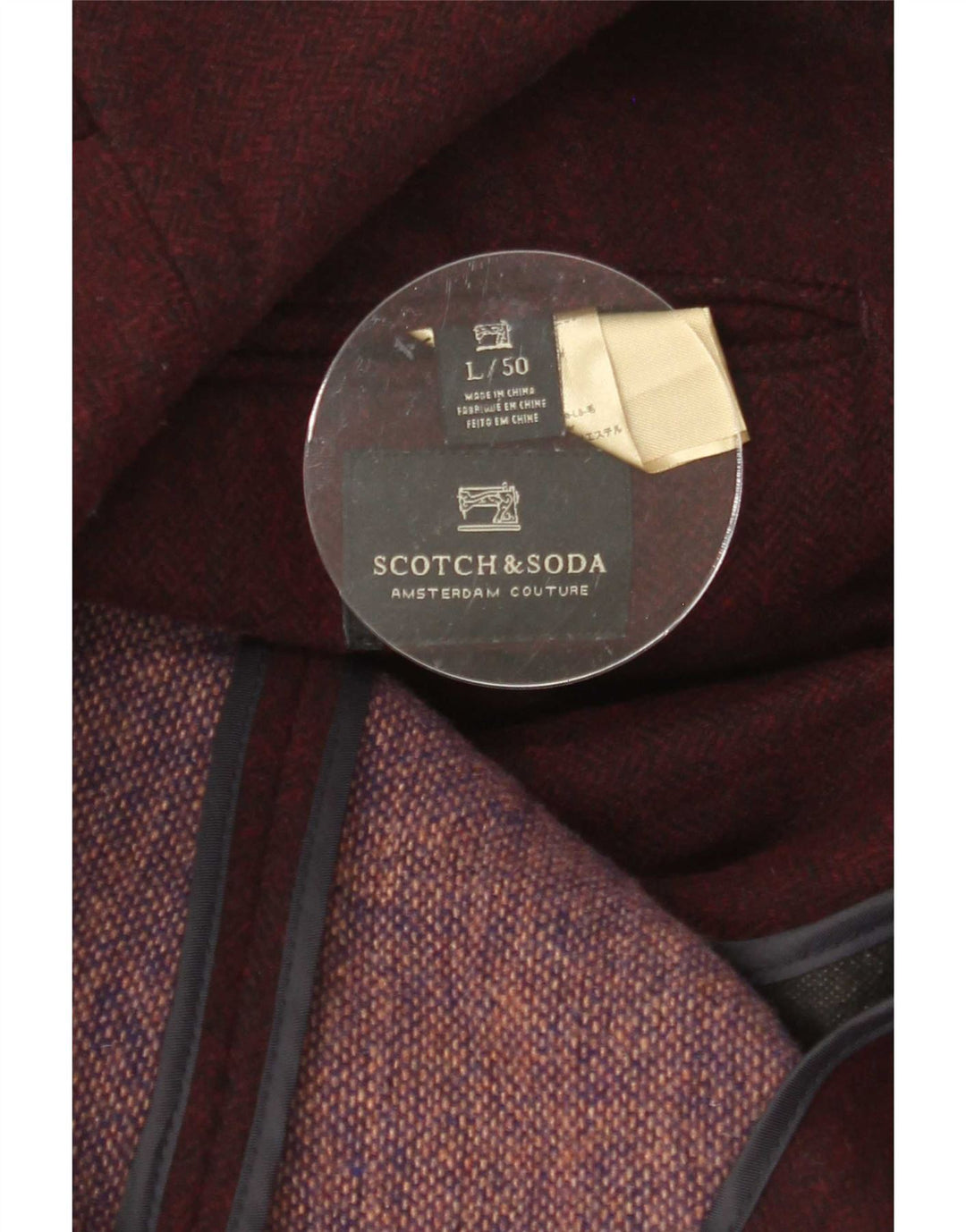 Scotch & Soda Herre 3 Button Blazer Jacket IT 50 Large Burgundy Wool