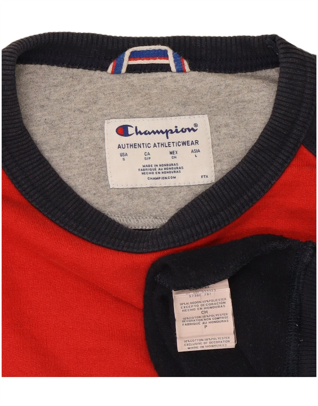 Champion Herre Sweatshirt Jumper Large Navy Blue Colourblock Polyester
