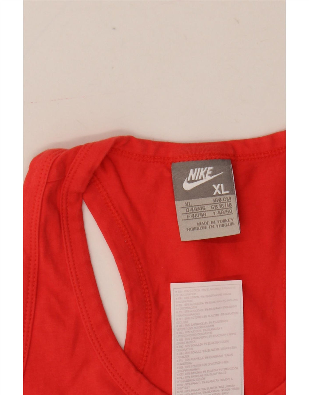 Nike Dame Jersey Vest Top UK 16/18 XL Rød Bomuld