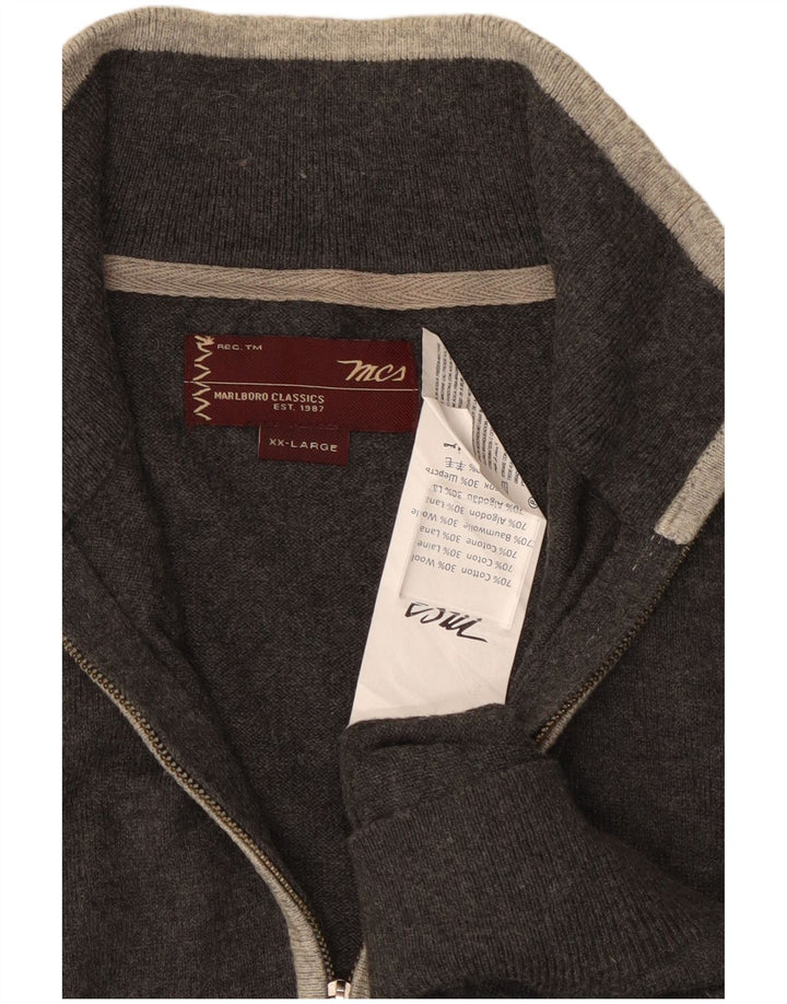 MARLBORO CLASSICS Sweater med lynlås til mænd 2XL grå bomuld