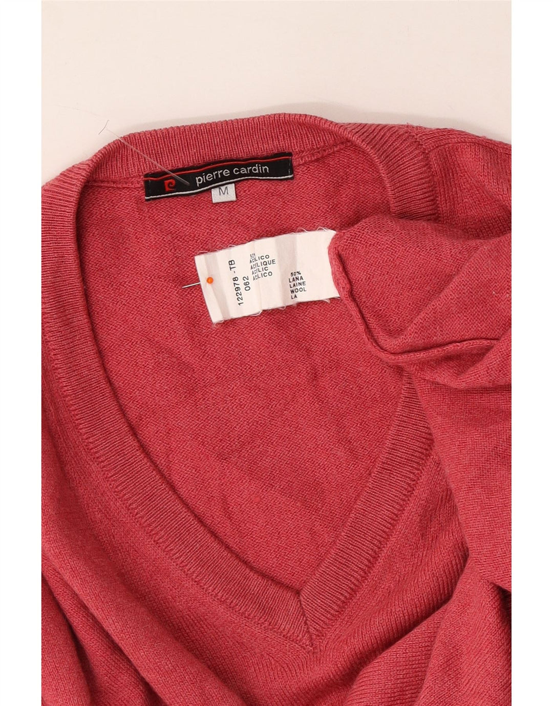 PIERRE CARDIN Herre V-hals sweater Medium Rød Uld