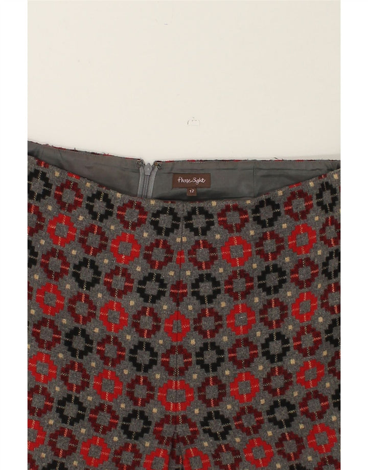 PHASE EIGHT Womens A-Line Skirt US 12 Large W32 Grey Geometric Polyester | Vintage Phase Eight | Thrift | Second-Hand Phase Eight | Used Clothing | Messina Hembry 