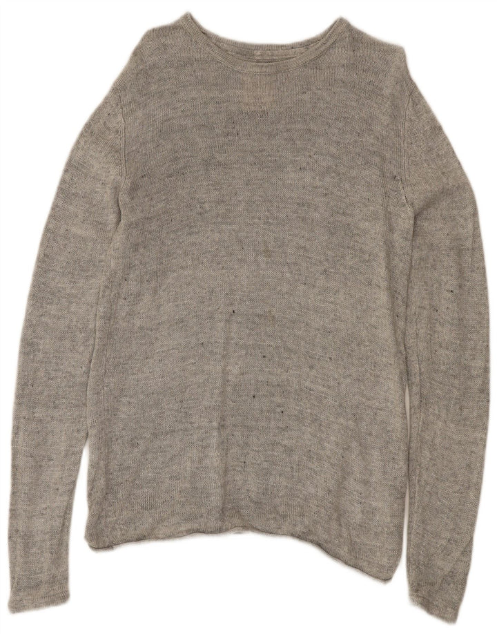 FAT FACE Mens Boat Neck Jumper Sweater Medium Grey Linen