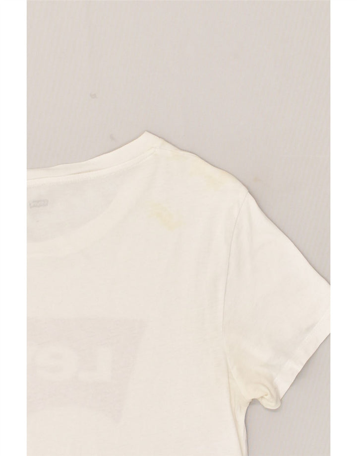LEVI'S Womens Graphic T-Shirt Top UK 14 Medium White Cotton | Vintage Levi's | Thrift | Second-Hand Levi's | Used Clothing | Messina Hembry 