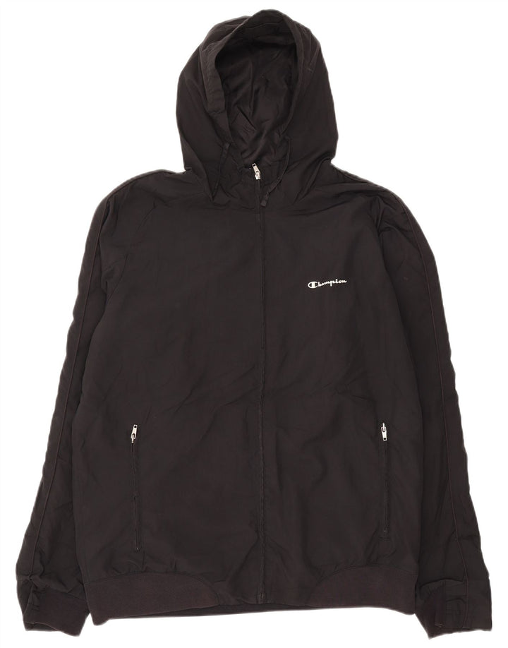 CHAMPION Mens Hooded Windbreaker Jacket UK 42 XL Black
