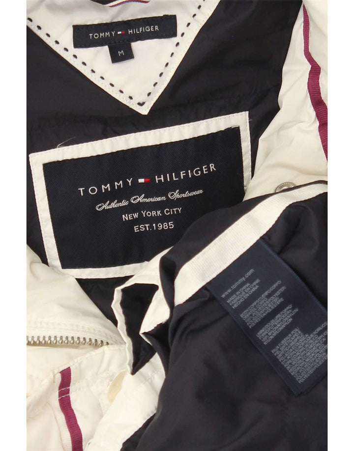 Tommy Hilfiger Dame Hætte Polstret Frakke UK 12 Medium White Polyester