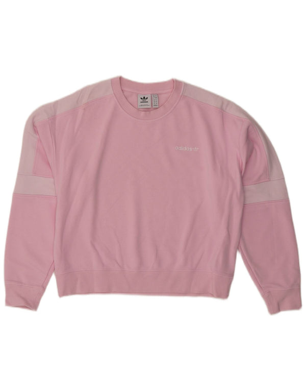 ADIDAS Oversized Sweatshirt Jumper UK 8 Small Pink Colourblock