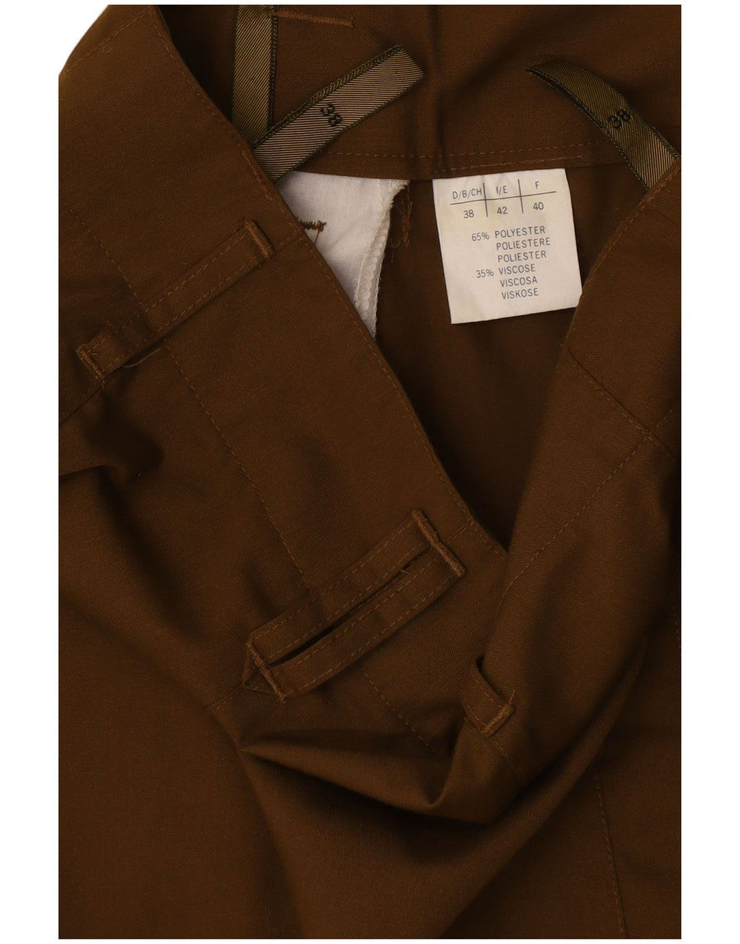 Vintage kvinders fastspændte fritidsbukser EU 38 Medium W28 L30 Khaki Polyester