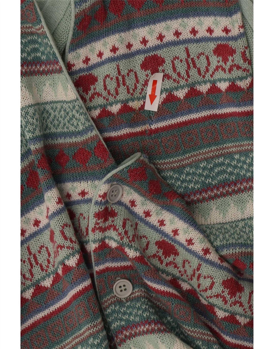 Vintage herre ærmeløs cardigan sweater Medium Flerfarvet Fair Isle