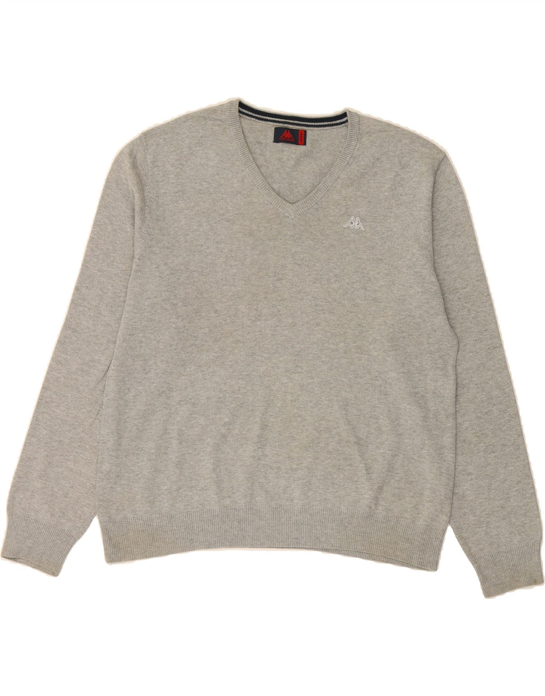 KAPPA Mens V-Neck Jumper Sweater Medium Grey Vintage Kappa and Second-Hand Kappa from Messina Hembry 