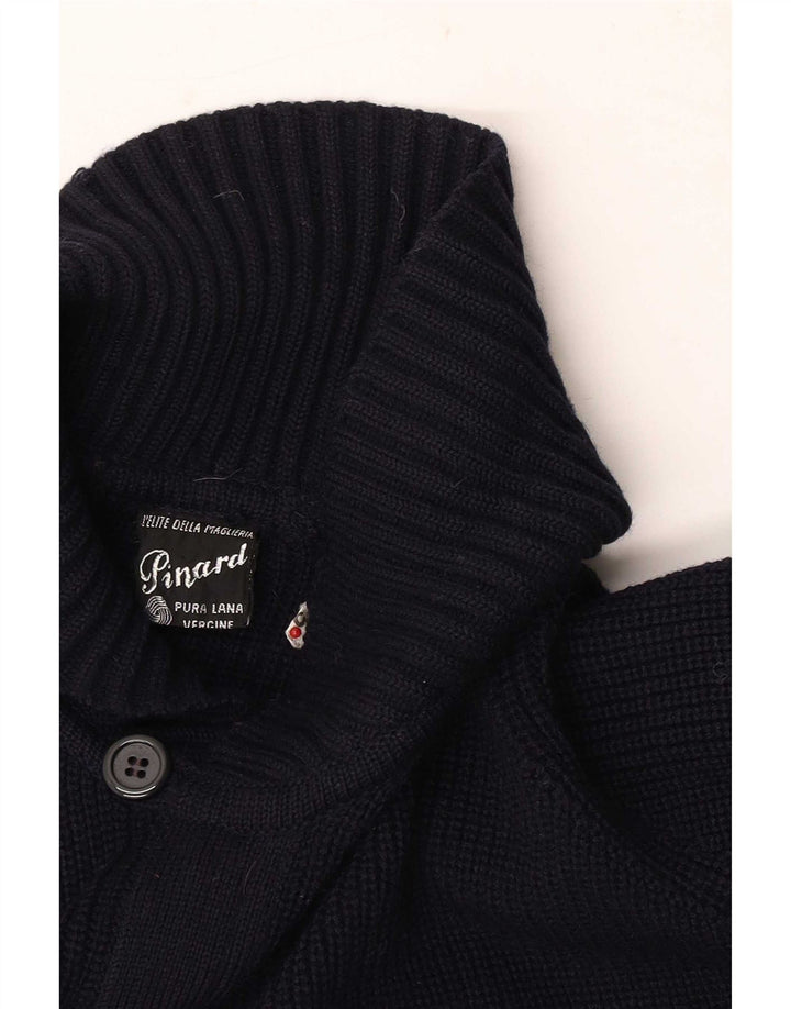 Vintage herre cardigan sweater Medium Navyblå Virgin Wool
