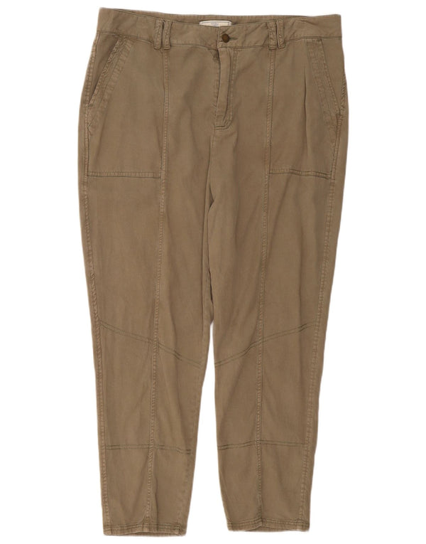 Fat Face Kvinders Højtaljede Cropped Trousers UK 16 Large W36 L26 Khaki