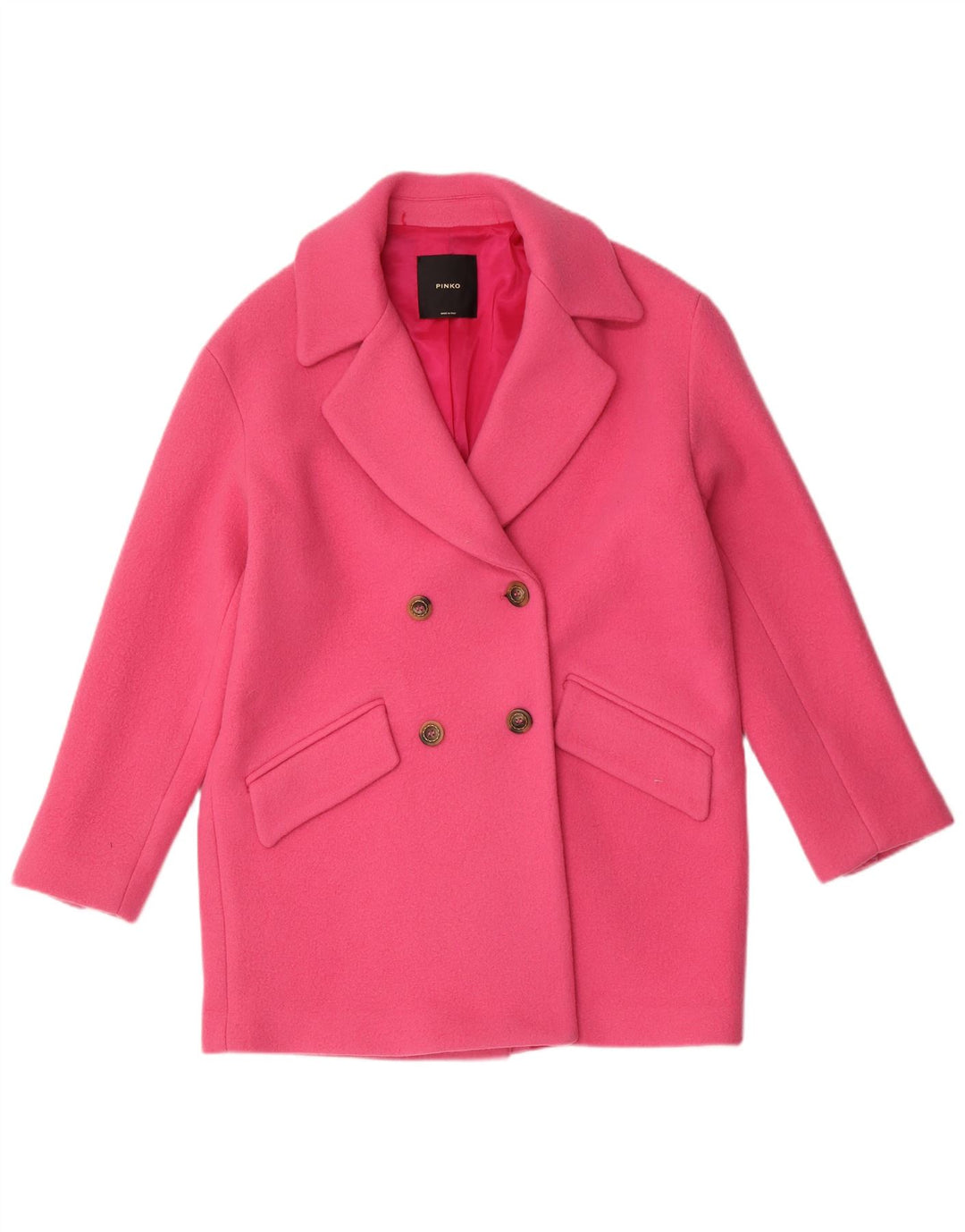 Pinko Dame Oversized Dobbeltradet Frakke UK 6 XS Pink Uld