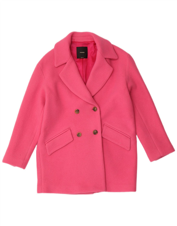 Pinko Dame Oversized Dobbeltradet Frakke UK 6 XS Pink Uld