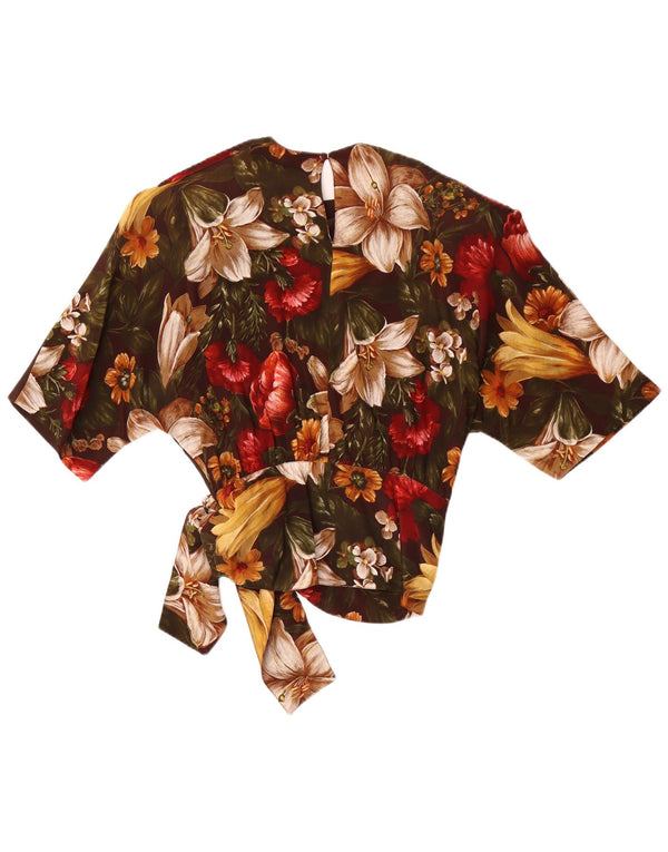 Punto e Virgola Damebluse Top IT 44 Medium Brown Floral Acetate
