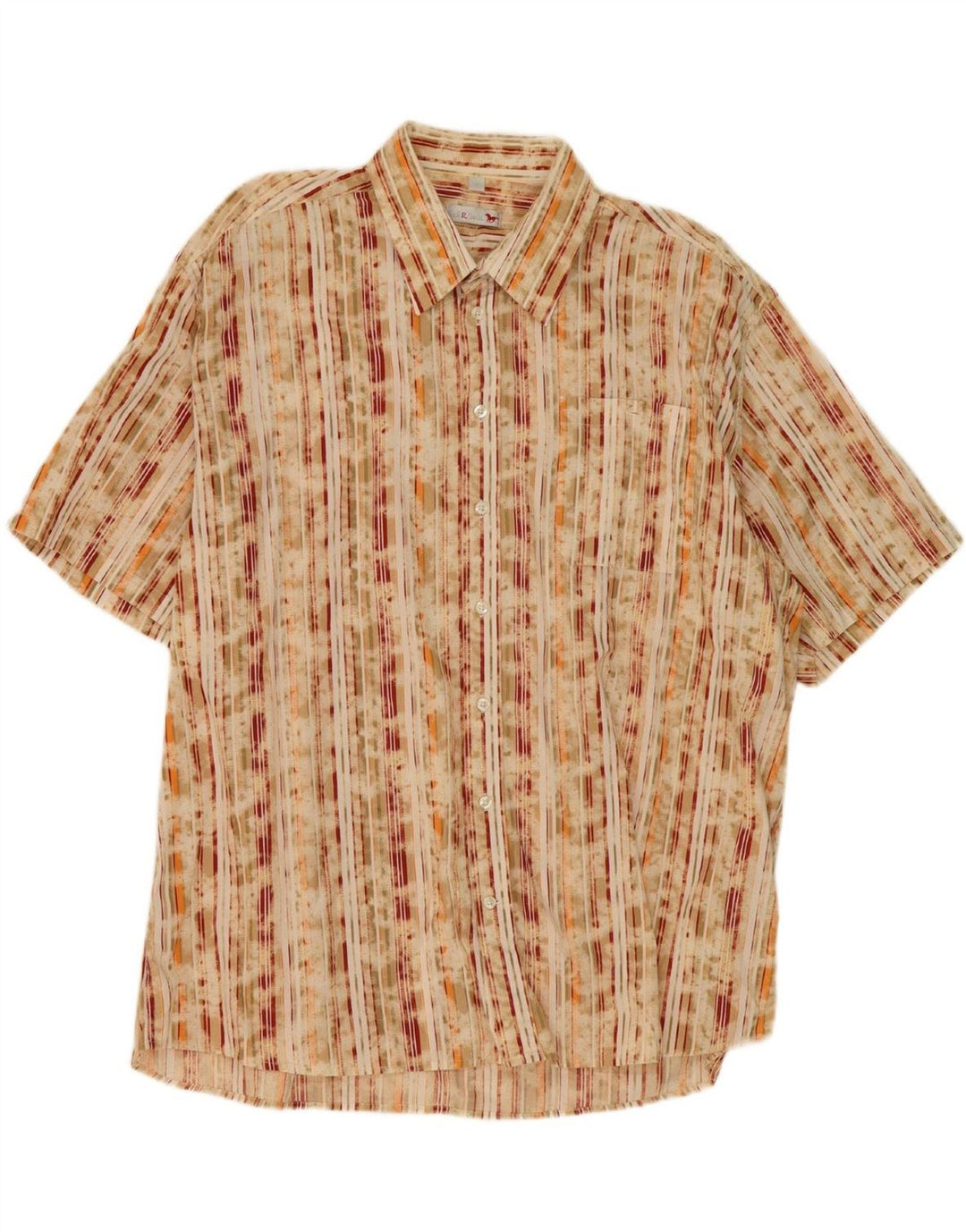 PAUL SMITH Mens Short Sleeve Shirt 2XL Beige Striped