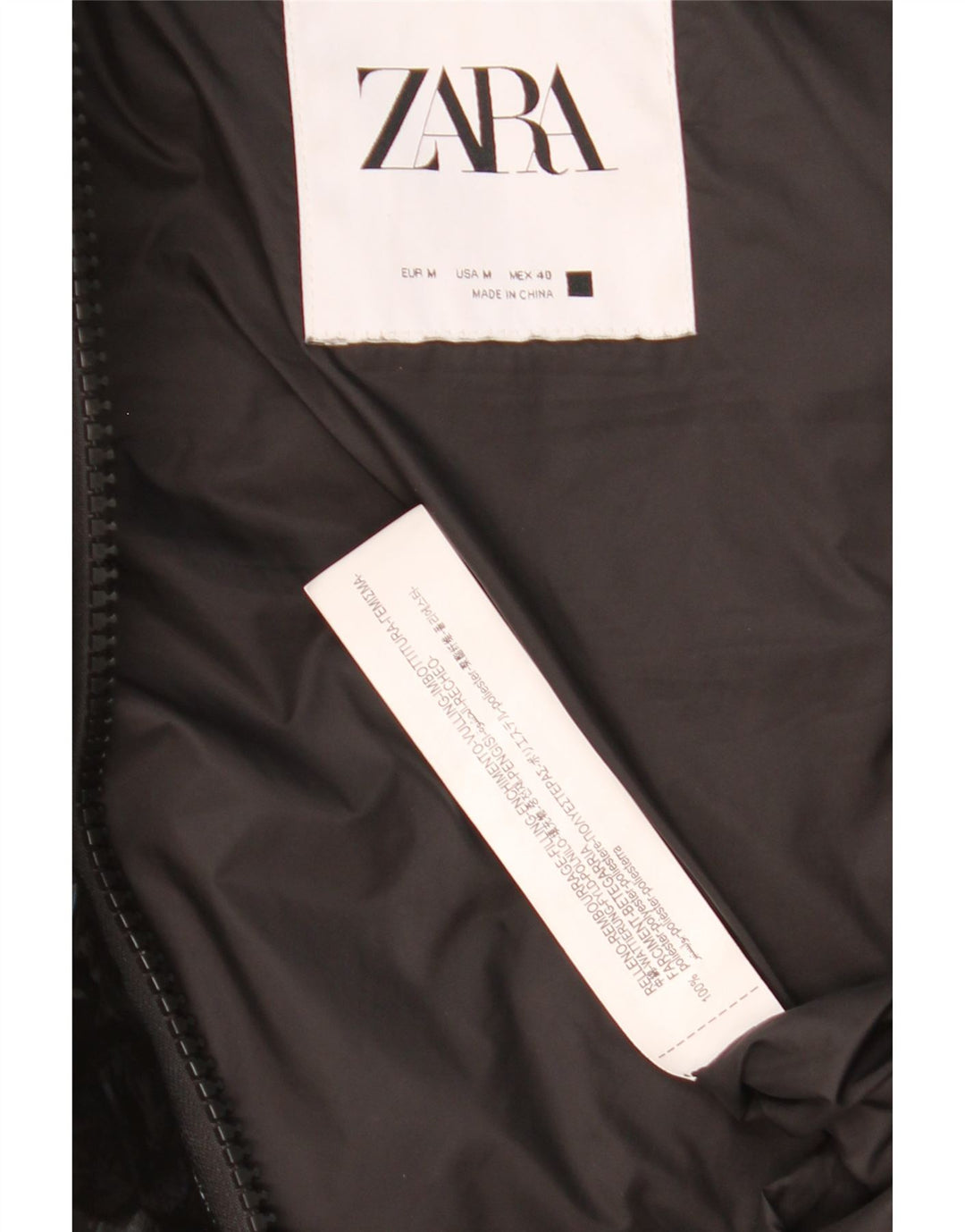 ZARA Herre hætte polstret Gilet UK 38 Medium Black Polyester