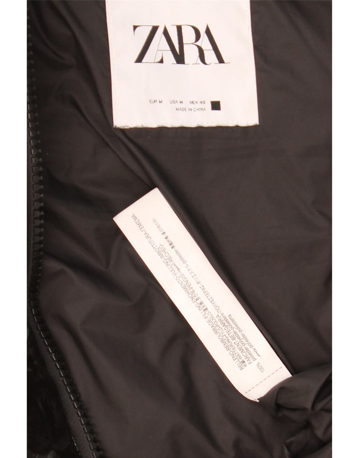 ZARA Herre hætte polstret Gilet UK 38 Medium Black Polyester