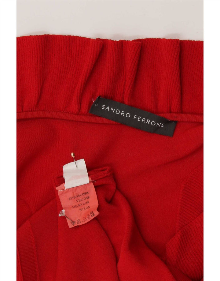 Sandro Ferrone Dame Flæse Front Bluse Top UK 12 Medium Rød Viscose