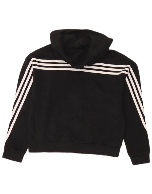 Adidas hættetrøje med lynlås til drenge 11-12 år Sort bomuld