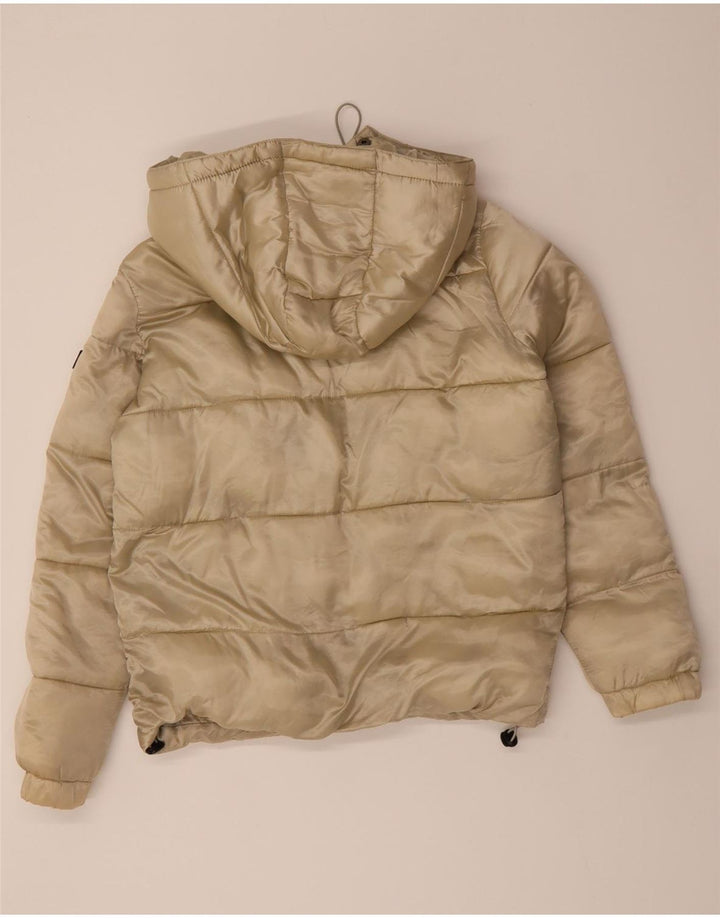 PICKWICK Womens Oversized Hooded Padded Jacket UK 10 Small Beige Polyester Vintage Pickwick and Second-Hand Pickwick from Messina Hembry 