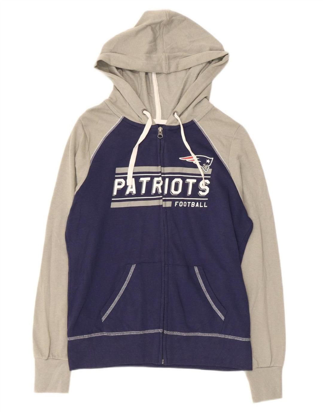 NFL Womens Patriots Hættetrøje med lynlås UK 10 Small Navy Blue Colourblock