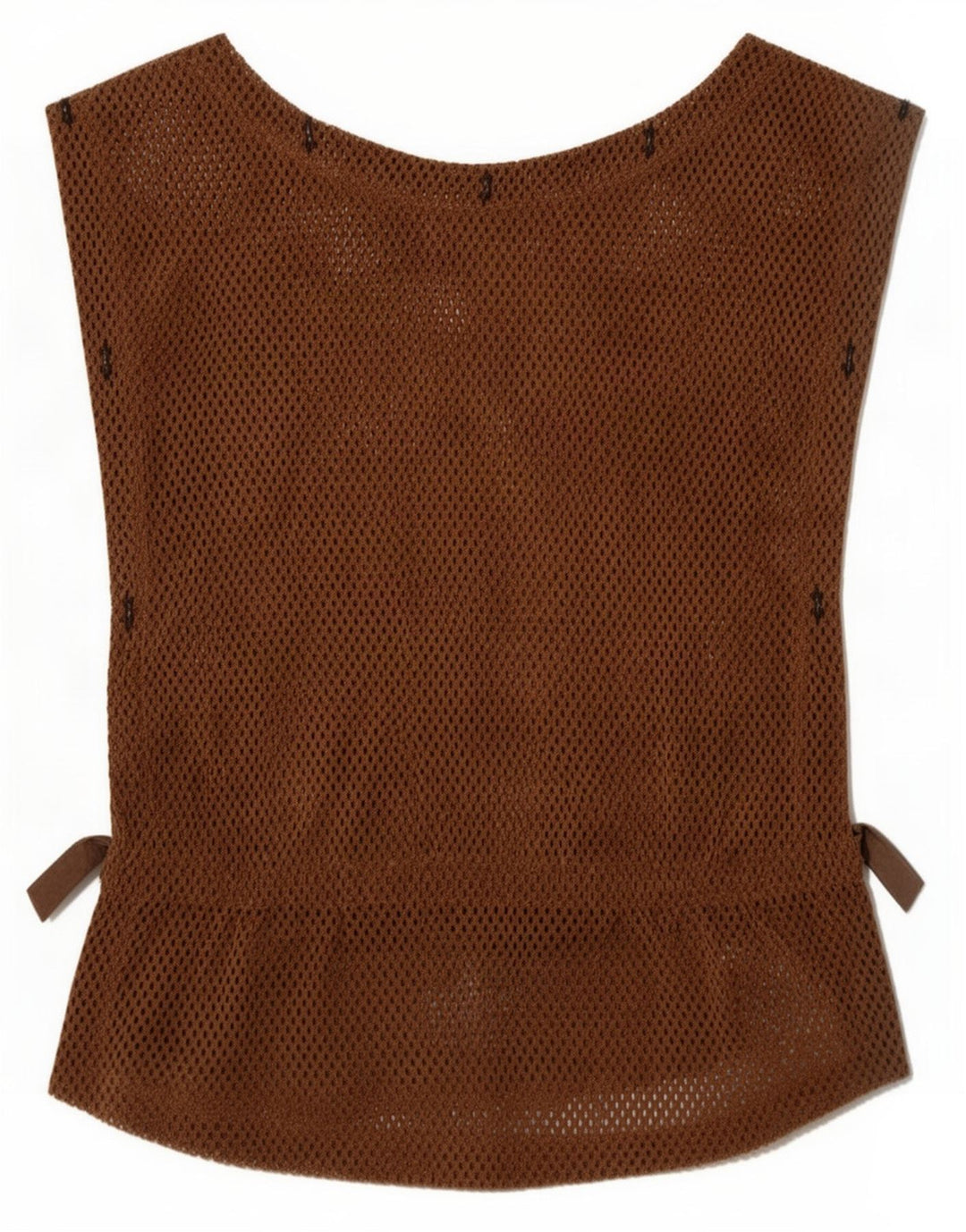 Vintage Dame Ærmeløs Se Through Top IT 36 XS Brun