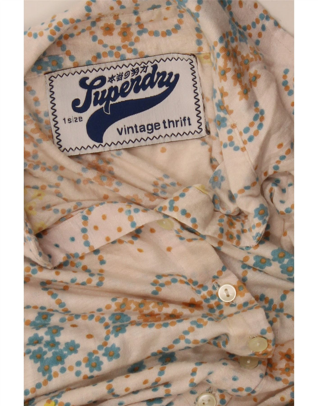 SUPERDRY Dame A-Line Kjole UK 14 Medium Beige Floral