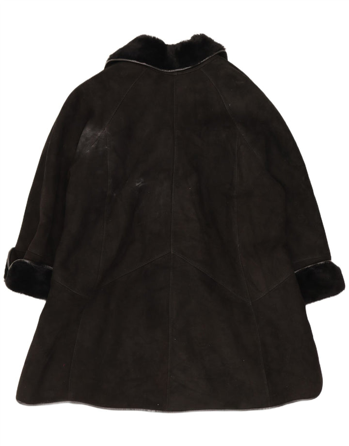 Vintage Dame Shearling Coat UK 18 XL Sort