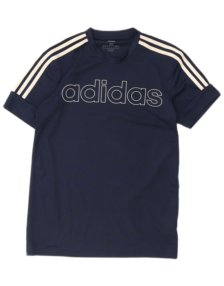 Adidas Herre Climalite grafisk T-shirt top XS marineblå polyester