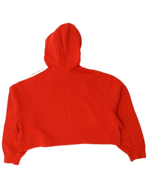 Adidas Dame Crop Oversized Hoodie Jumper UK 10 Small Red Bomuld