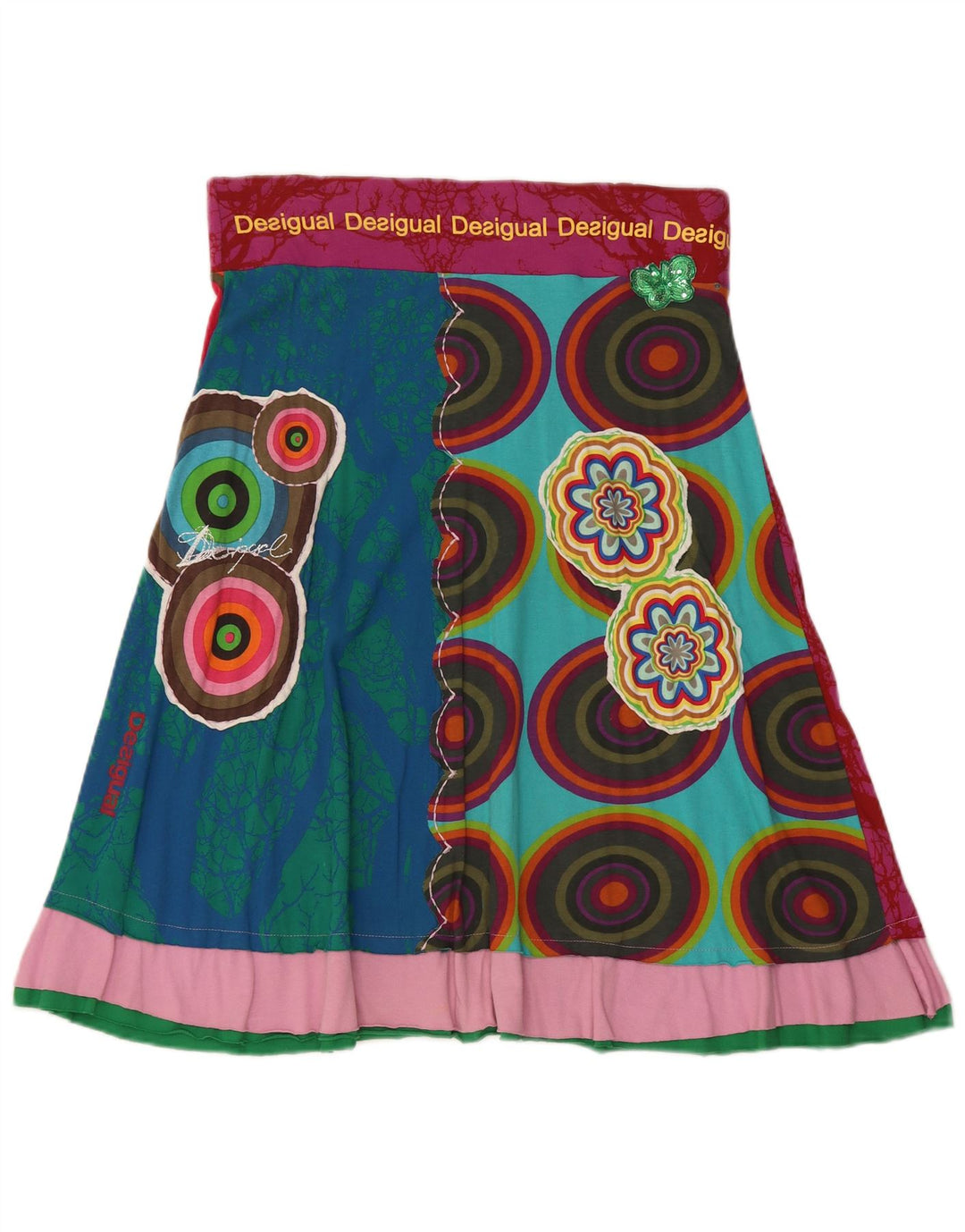 Desigual Dame A-Line nederdel Medium W30 Flerfarvet geometrisk bomuld