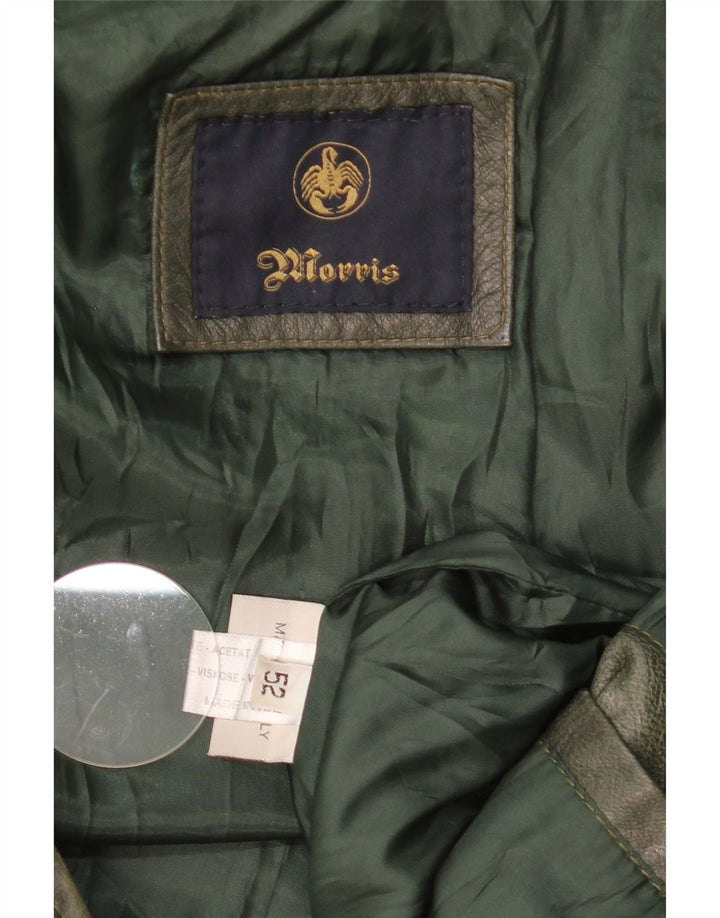 Morris Herre Hooded Læderjakke IT 52 XL Grønt Læder
