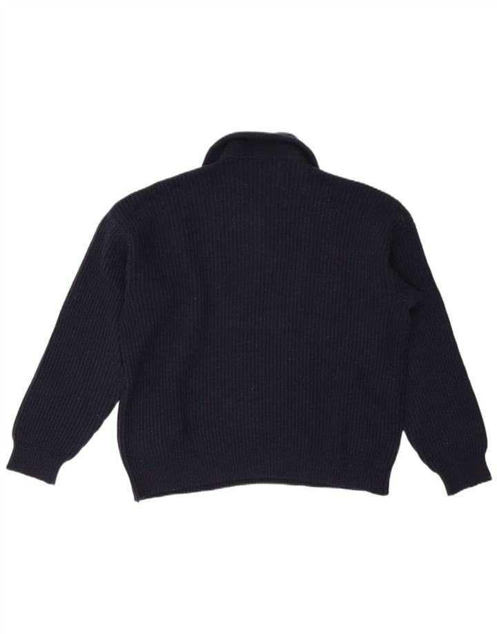 Benetton Herre Polo Neck Jumper Sweater XL Navy Blue Uld