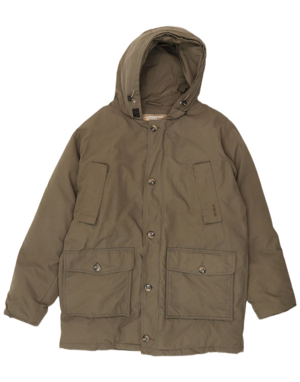 Brugi Mens Hooded Padded Jacket UK 40 Large Khaki Polyamide