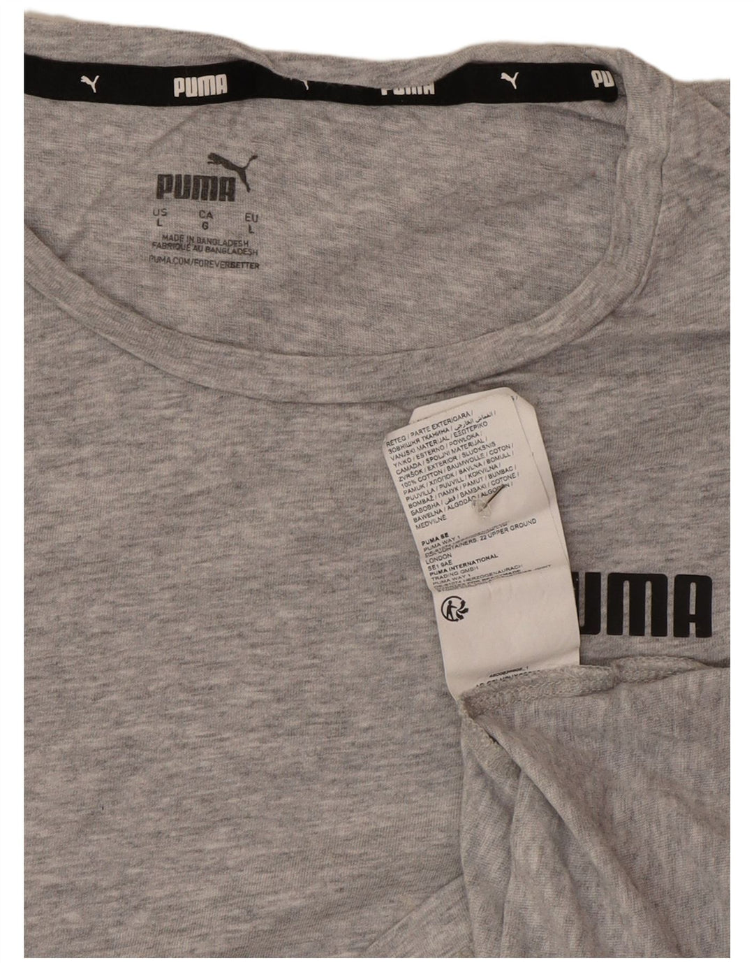 Puma Dame T-Shirt Top UK 16 Stor Grå Bomuld