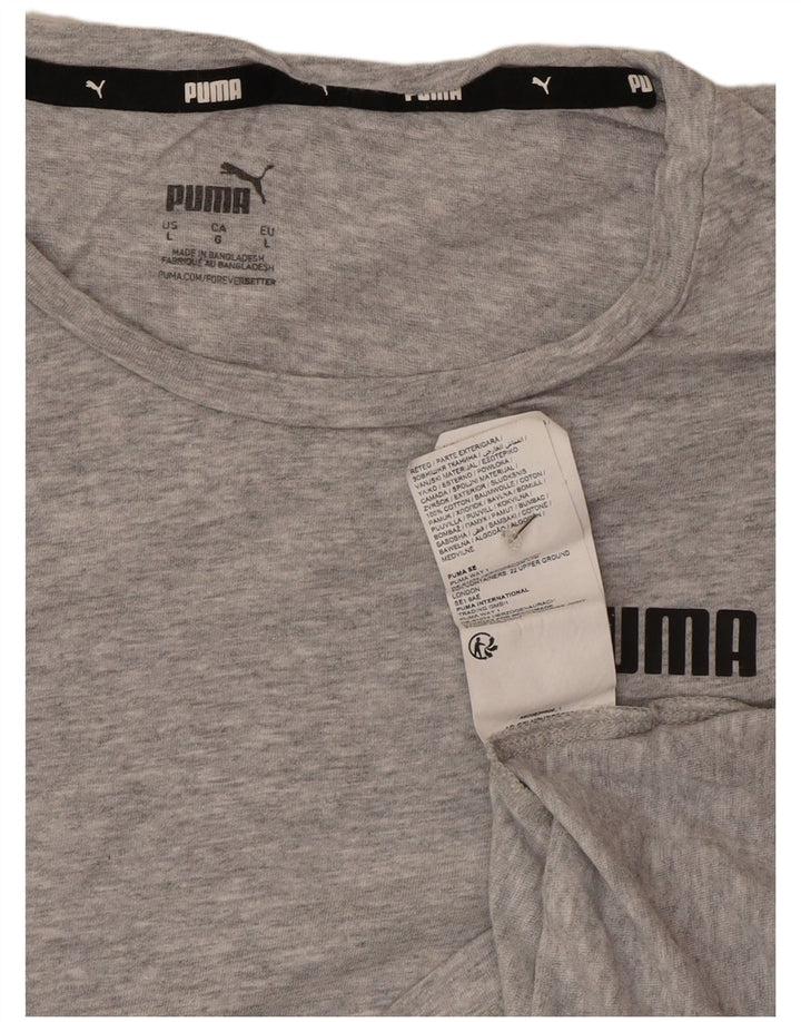 Puma Dame T-Shirt Top UK 16 Stor Grå Bomuld
