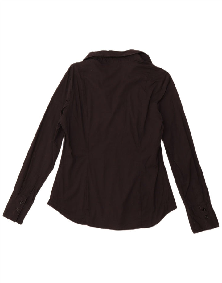 BENETTON Dame Pullover Shirt UK 16 Stor sort bomuld