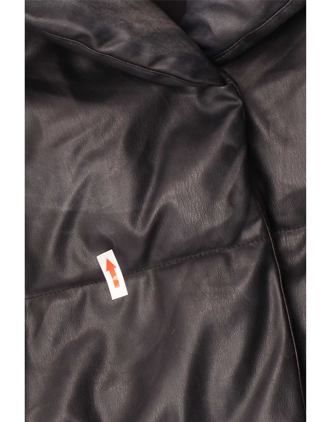 Zara Dame Oversized Polstret imiteret læder jakke UK 6 XS sort polyurethan