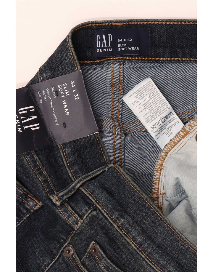 Gap Herre Stretch Slim Jeans W34 L32 Blå Bomuld