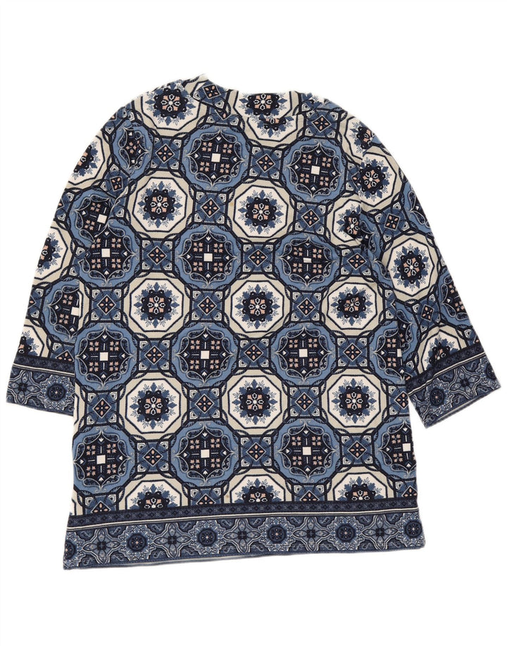 Marks & Spencer 3/4-ærmet tunikatop til kvinder DK 12 Mellemblå Geometrisk