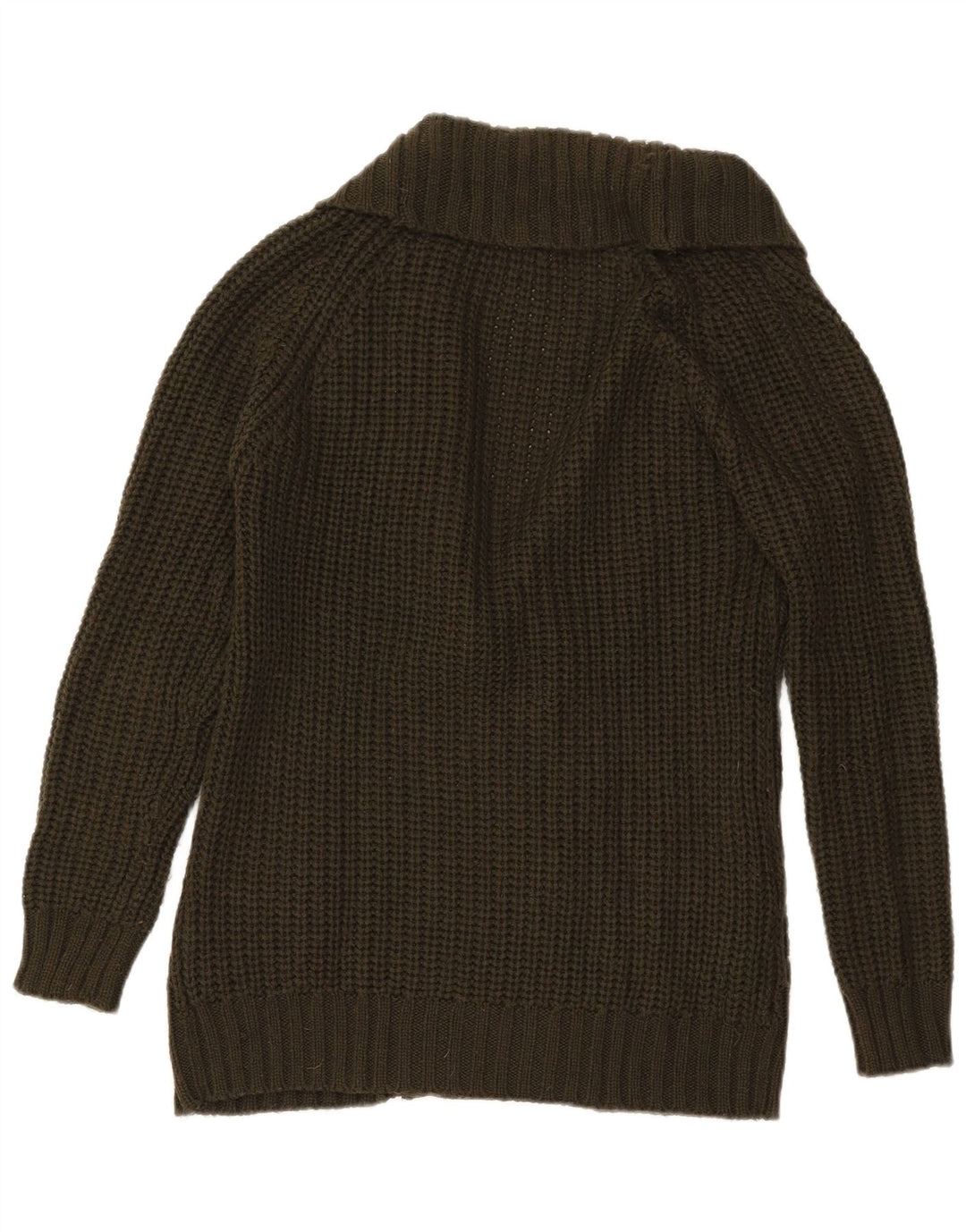 Zara Dame Dobbeltradet Cardigan Sweater UK 14 Medium Khaki