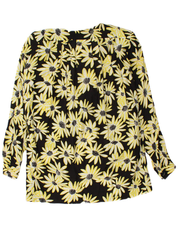 Vintage Dame Loose Fit Cardigan Top UK 14 Medium Black Floral