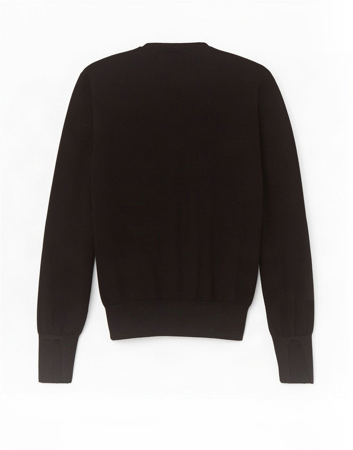 Zara Womens Crop Crew Neck Jumper Sweater UK 12 Medium Black